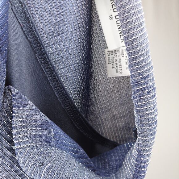 Alfred Dunner Button Shirt Womens 16 Blue Sheer Metallic Rose Witchy Whimsigoth - Picture 10 of 10